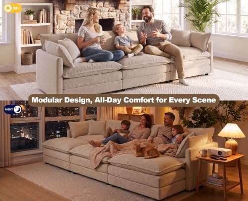 111.5" Modular Sectional Sofa, 6 Seater Cloud Couch - Image 3