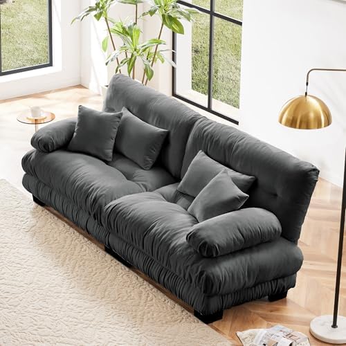 Modular Sectional Sofa for Living Room, 94.4" Comfy Cloud Couch, 2 Seater Grey by Wunlerlant