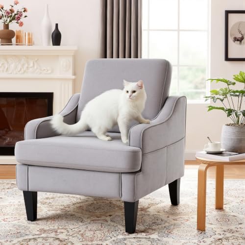 Mid-Century Accent Chair, Comfy Arm Chair Upholstered Living Room Chair - Image 6