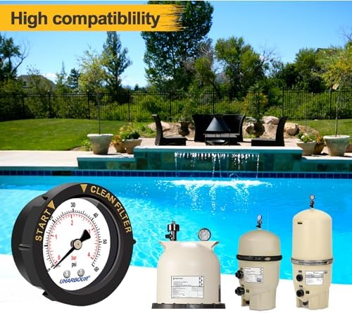 Uharbour Pool Pressure Gauge 60psi 1/4" NPT Back Mount - Image 2