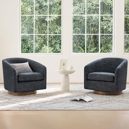 CHITA Swivel Accent Chair Set of 2, Fully Assembled Fabric Barrel Armchair - Image 2