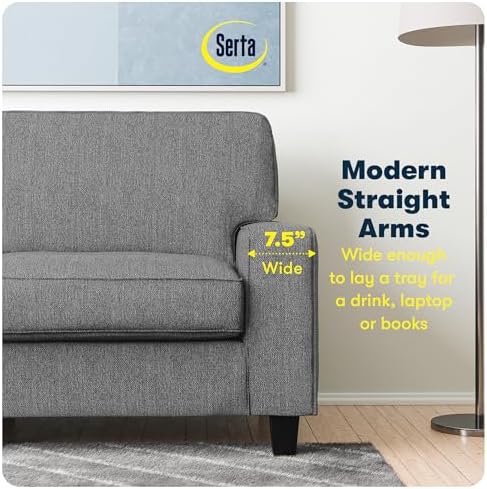 Serta Palisades 61" Track Arm Sofa, Easy Care Polyester, Soft Pillow Back - Image 6