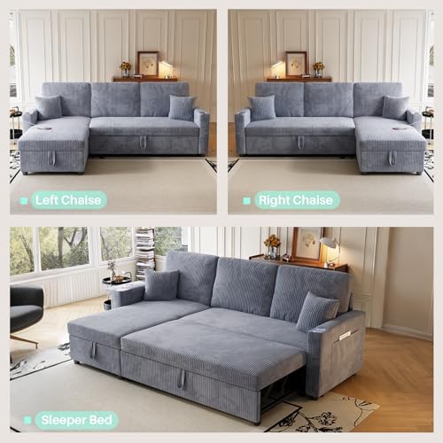 83" Sleeper Sectional Sofa, Comfy Convertible Sofa Bed - Image 7