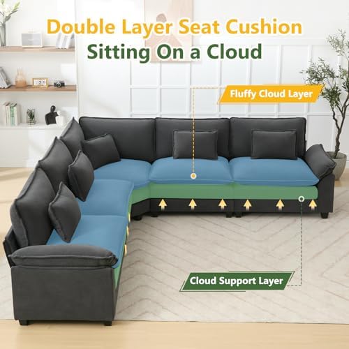 Oversized Modular Sectional Sofa Set, Convertible Deep Seat Cloud Couch - Image 3