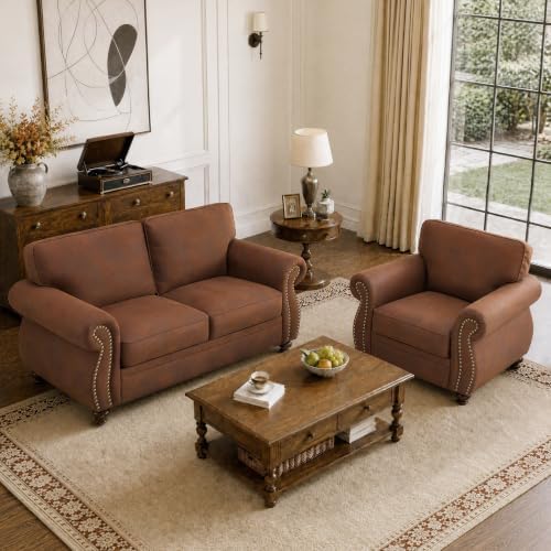 Couchus 71" W Living Room Furniture Sets, Loveseat&Single, Caramel Rust by COUCHUS