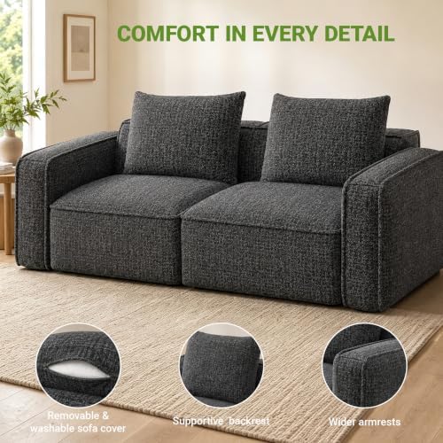 Welzona 75" Loveseat, Chenille Love Seat Sofa, Small Couch - Image 5