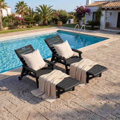 Outdoor Chaise Lounge Chairs, 5-Position Adjustable Backrest, Waterproof - Image 2