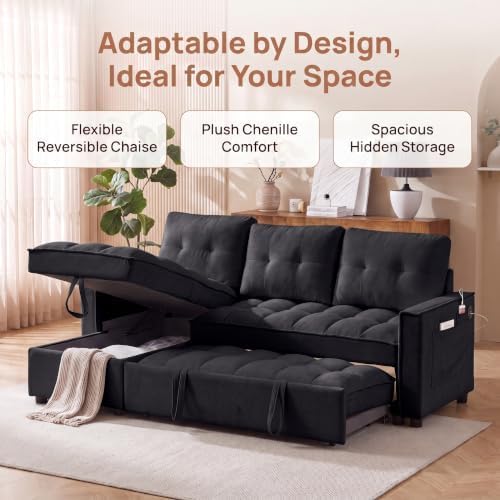 71" L Shaped Queen Pull Out Sofa Bed - Image 4