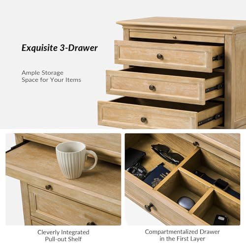 HULALA HOME Farmhouse 3 Drawer End Table - Image 4