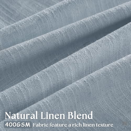 Dusty Blue Pleated Linen Curtains 96 Inches Long - Image 3