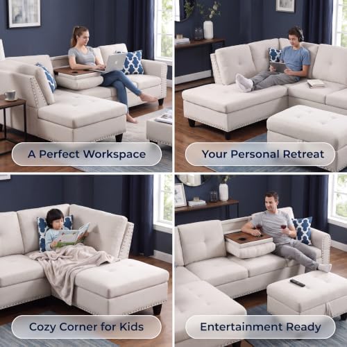 Linen L-Shaped Couch Set - Image 7