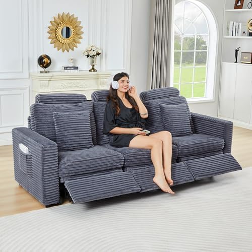 Power Reclining Sectional Sofa, Electric 3 Seat Recliner - Image 3