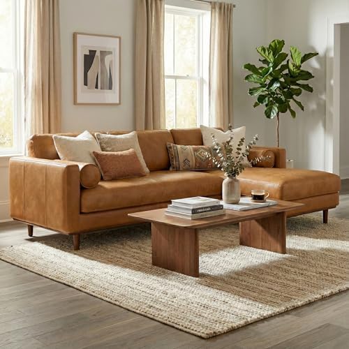 SIMPLIHOME Morrison 102" Full-Grain Leather Right-Facing Sectional Sofa - Image 4