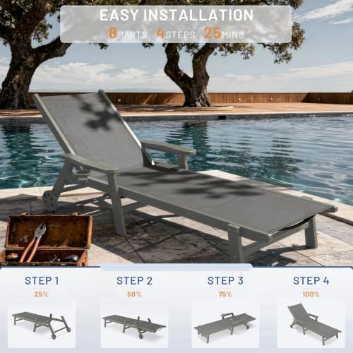 AreShark HDPE Patio Chaise Lounge Chair - Image 6