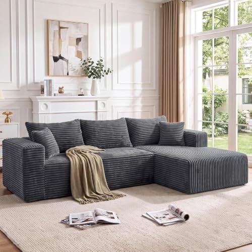 92.5" Boneless Couches for Living Room, L Shaped Modular Sectional Sofa by TEKIROSE