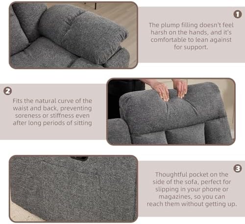 CANMOV Recliner Sofa Set, 3 Seat Recliner Sofa and Manual Loveseat - Image 6