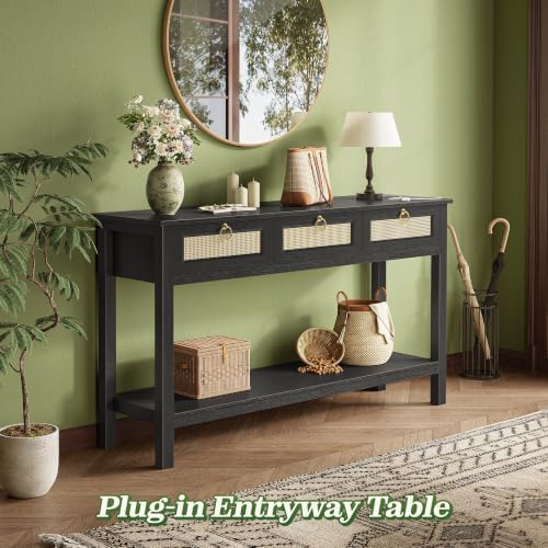 SUPERJARE Rattan Console Sofa Table - Image 3