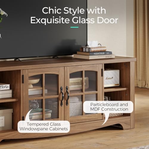 LINSY Home Farmhouse TV Stand for 65 Inch TV, Wood Entertainment Center - Image 5
