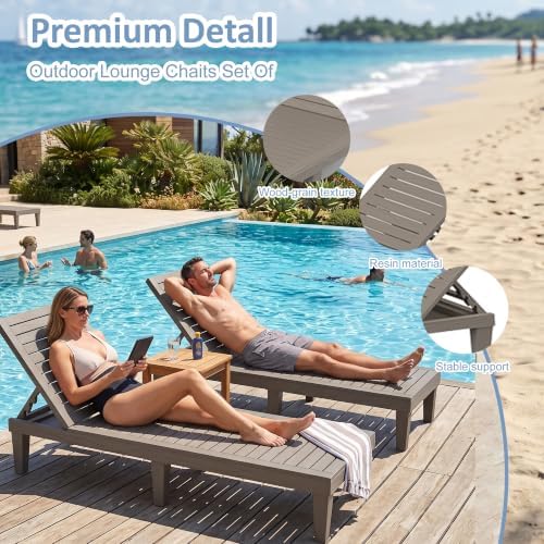 Outdoor Chaise Lounge Chairs, 5-Position Adjustable Backrest, Waterproof - Image 5