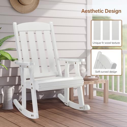 VINGLI Outdoor Rocking Chair, Heavy Duty 600 LBS Wooden Rocker - Image 5