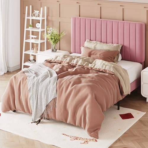 Allewie Twin Bed Frame, Velvet Upholstered Platform Bed - Image 4