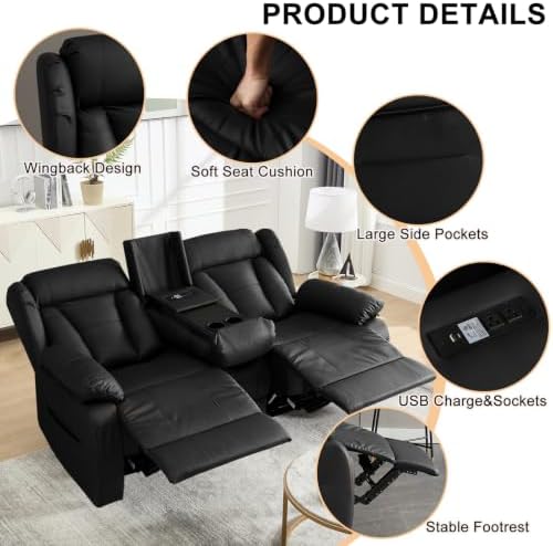 70.1" Loveseat Recliner Sofa, RV Couch Reclining Loveseat - Image 6