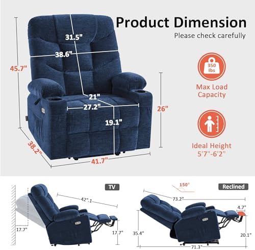 MCombo Power Lift Recliner for Eldely, Fabric R7399 - Image 3