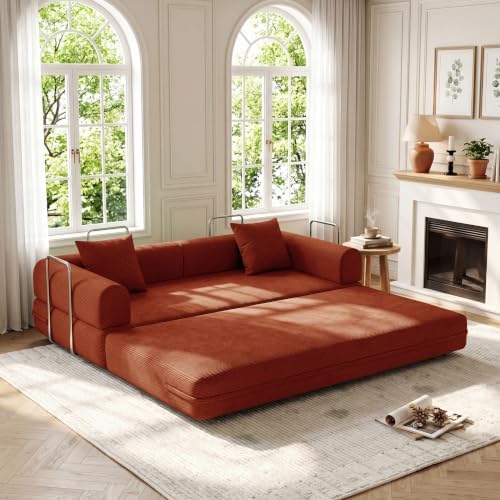 79'' Convertible Compressed Corduroy Folding Cloud Sofa Bed, 5 in 1 Modern - Image 3