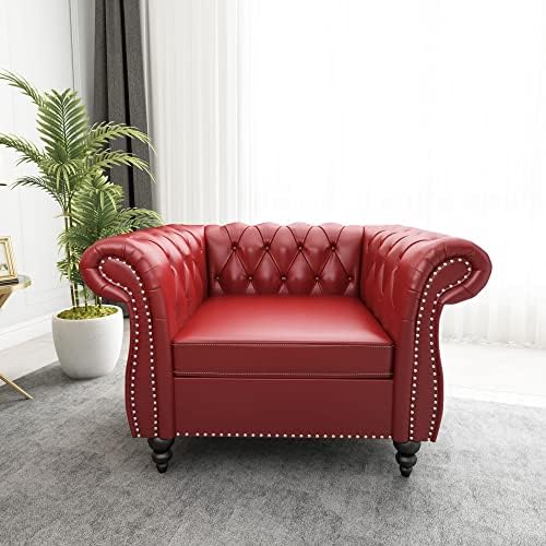 ORRD Chesterfield Chair, Modern Leather Tufted Accent Sofa Couch Chair by ORRD