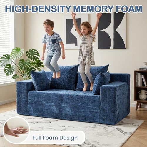 55" Small Boneless Couch, 3-in-1 Boneless Loveseat Sleeper Sofa Bed Convertible - Image 5