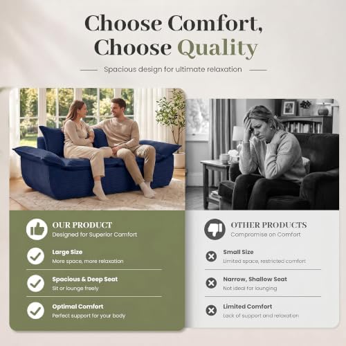 JUIKURY 55" Convertible Corduroy Sofa Bed, Boneless Foldable Loveseat Sleeper - Image 5
