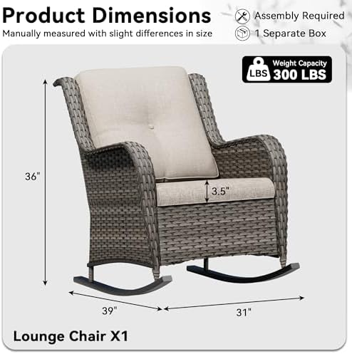 Outdoor Rocking Chair, Wicker Patio Chair - Image 2