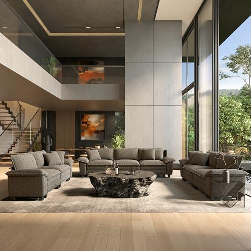 HERA'S HOUSE 3 Pieces Modular Sectional Cloud Couch and Loveseat Sofa Set by HERASHOUSE