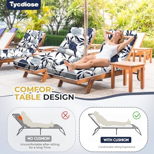 Outdoor Chaise Lounge Chair Cushion, Waterproof Non-Slip Patio Chaise Lounge - Image 4