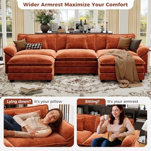 CDCASA 120" Oversized Modular Sectional Sofa, Comfy U-Shaped Cloud Couch w/ 2 - Image 6