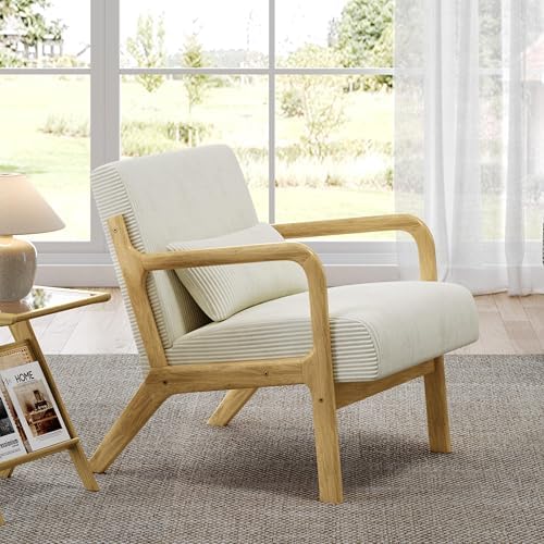 Yaheetech Accent Chair for Living Room, Corduroy Mid Century Modern Reading by Yaheetech