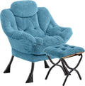 Lazy Chair with Folding Ottoman, Leisure Sofa Chair, Soft Fabric Armchair with by Congermom