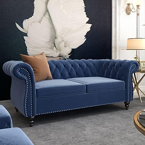 ORRD Chesterfield Loveseat, Modern Velvet Sofa Tufted Couch 2 Seater - Image 3