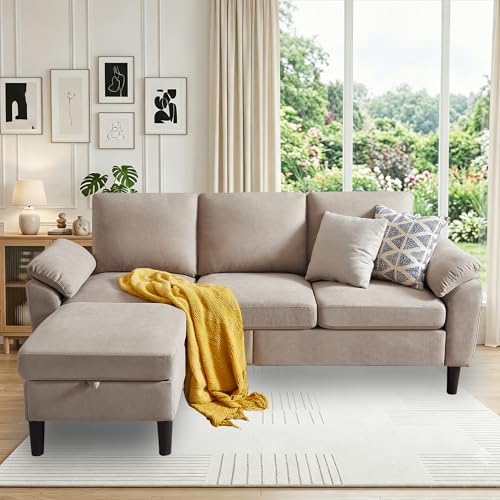 80" L Shaped Couch with Storage, Small Sectional Couches - Image 4