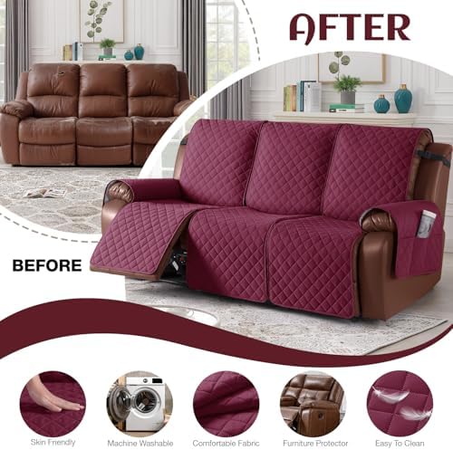 KinCam Waterproof Recliner Sofa Covers Washable, 3 Seater - Image 5