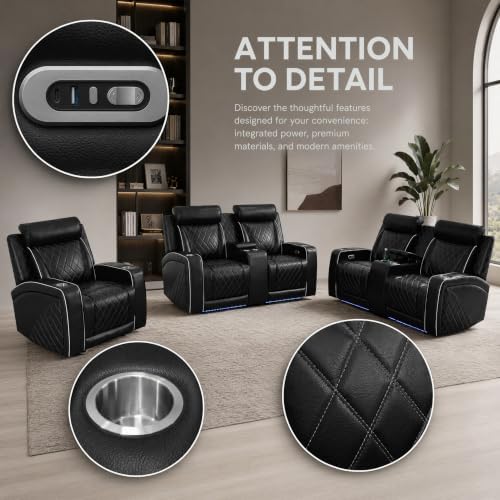 Leather Power Recliner Sofa Set - Image 4