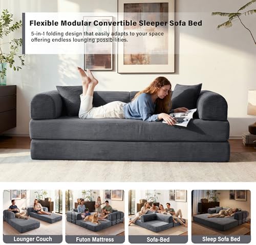 79" Convertible Sofa Bed, Boneless Sleeper Futon Couch - Image 4