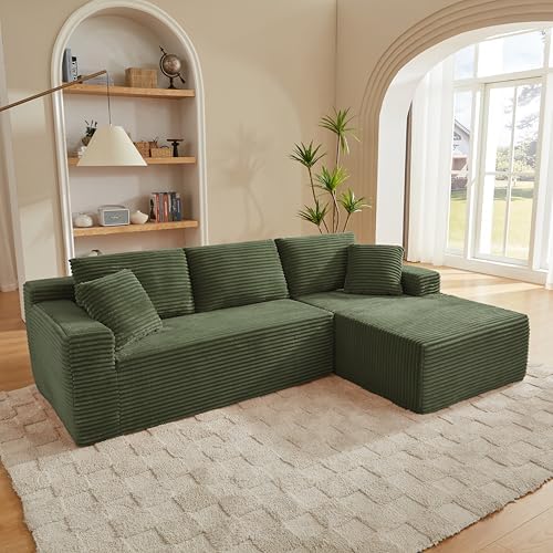 L Shaped Cloud Sectional Sofa for Living Room Green Boneless Couches - Image 4