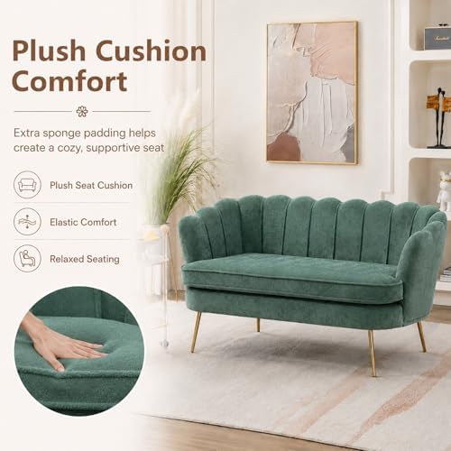 anwickjeff 59" Wide Modern Boucle Loveseat Small Sofa Small Mini Room Couch - Image 4
