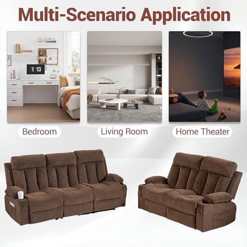 2 Piece Manual Recliner Sofa Set, Loveseat & Chair - Image 6