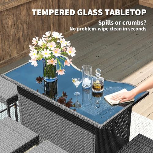 Outsunny 5 Piece Wicker Outdoor Bar Set - Image 5