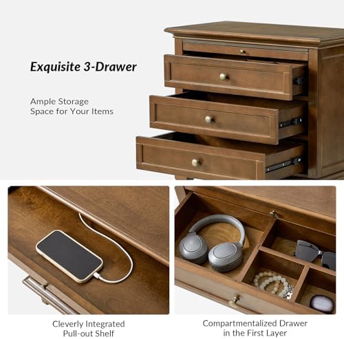 HULALA HOME Farmhouse 3 Drawer End Table - Image 5