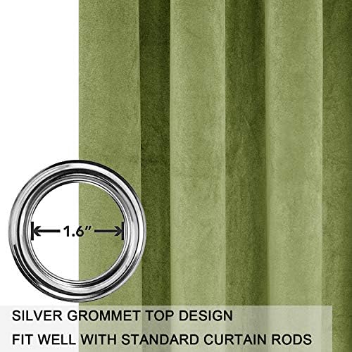 SMILETIME Green Velvet Curtains 52"x84" Grommet 2 Panels - Image 3