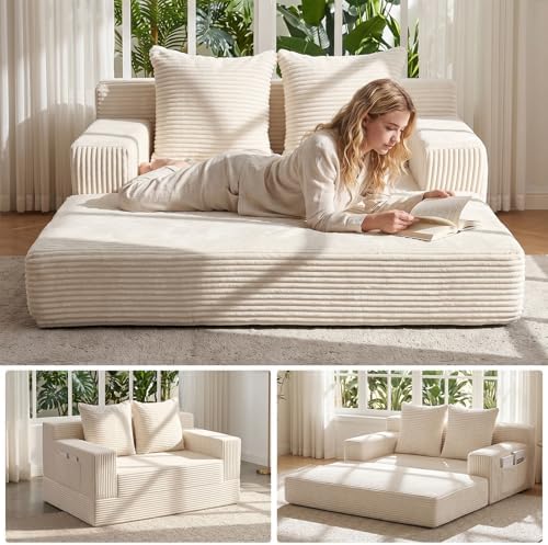 Convertible Sofa Bed, Small Boneless Couch & Boneless Loveseat, Pull Out Couch by ZIYDILY
