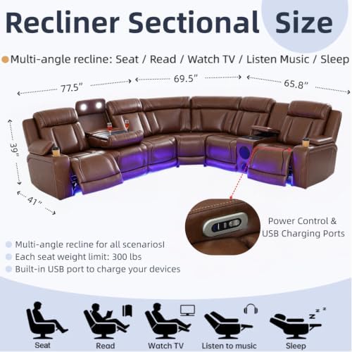 Leather Power Reclining Sectional Sofa Set - Image 2